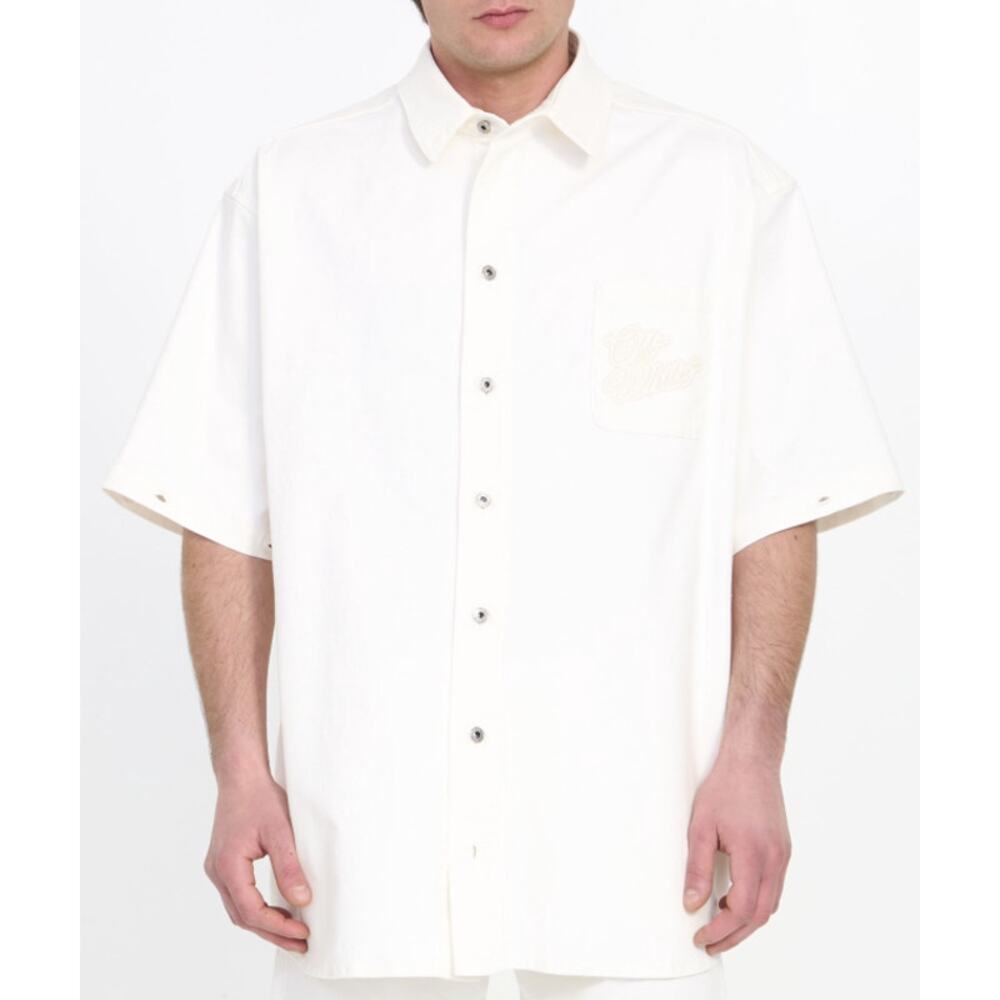 OFF-White | NWT 90s Logo Denim Button Overshirt in Raw White L